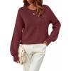 MEROKEETY Sweaters for Women Fall Winter 2026 Oversized Pullover Spring Crew Neck Long Sleeve Heathered Knit Tops(Burgundy)