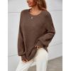 MEROKEETY Sweaters for Women Fall Winter 2026 Oversized Pullover Spring Crew Neck Long Sleeve Heathered Knit Tops(Coffee)