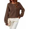 MEROKEETY Sweaters for Women Fall Winter 2026 Oversized Pullover Spring Crew Neck Long Sleeve Heathered Knit Tops(Coffee)