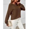 MEROKEETY Sweaters for Women Fall Winter 2026 Oversized Pullover Spring Crew Neck Long Sleeve Heathered Knit Tops(Coffee)