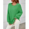 MEROKEETY Sweaters for Women Fall Winter 2026 Oversized Pullover Spring Crew Neck Long Sleeve Heathered Knit Tops(Green)