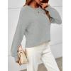 MEROKEETY Sweaters for Women Fall Winter 2026 Oversized Pullover Spring Crew Neck Long Sleeve Heathered Knit Tops(Grey)