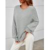 MEROKEETY Sweaters for Women Fall Winter 2026 Oversized Pullover Spring Crew Neck Long Sleeve Heathered Knit Tops(Grey)