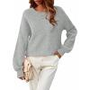 MEROKEETY Sweaters for Women Fall Winter 2026 Oversized Pullover Spring Crew Neck Long Sleeve Heathered Knit Tops(Grey)