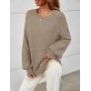MEROKEETY Sweaters for Women Fall Winter 2026 Oversized Pullover Spring Crew Neck Long Sleeve Heathered Knit Tops(Mocha)