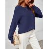 MEROKEETY Sweaters for Women Fall Winter 2026 Oversized Pullover Spring Crew Neck Long Sleeve Heathered Knit Tops(Navy)