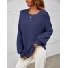 MEROKEETY Sweaters for Women Fall Winter 2026 Oversized Pullover Spring Crew Neck Long Sleeve Heathered Knit Tops(Navy)