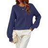 MEROKEETY Sweaters for Women Fall Winter 2026 Oversized Pullover Spring Crew Neck Long Sleeve Heathered Knit Tops(Navy)