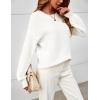 MEROKEETY Sweaters for Women Fall Winter 2026 Oversized Pullover Spring Crew Neck Long Sleeve Heathered Knit Tops(Offwhite)
