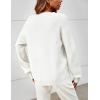 MEROKEETY Sweaters for Women Fall Winter 2026 Oversized Pullover Spring Crew Neck Long Sleeve Heathered Knit Tops(Offwhite)