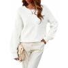 MEROKEETY Sweaters for Women Fall Winter 2026 Oversized Pullover Spring Crew Neck Long Sleeve Heathered Knit Tops(Offwhite)