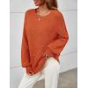 MEROKEETY Sweaters for Women Fall Winter 2026 Oversized Pullover Spring Crew Neck Long Sleeve Heathered Knit Tops(Orangered)