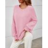 MEROKEETY Sweaters for Women Fall Winter 2026 Oversized Pullover Spring Crew Neck Long Sleeve Heathered Knit Tops(Pink)
