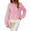 MEROKEETY Sweaters for Women Fall Winter 2026 Oversized Pullover Spring Crew Neck Long Sleeve Heathered Knit Tops(Pink)