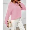 MEROKEETY Sweaters for Women Fall Winter 2026 Oversized Pullover Spring Crew Neck Long Sleeve Heathered Knit Tops(Pink)