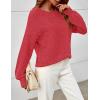 MEROKEETY Sweaters for Women Fall Winter 2026 Oversized Pullover Spring Crew Neck Long Sleeve Heathered Knit Tops(Red)