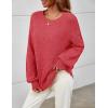 MEROKEETY Sweaters for Women Fall Winter 2026 Oversized Pullover Spring Crew Neck Long Sleeve Heathered Knit Tops(Red)