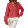 MEROKEETY Sweaters for Women Fall Winter 2026 Oversized Pullover Spring Crew Neck Long Sleeve Heathered Knit Tops(Red)