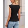 MEROKEETY Tops for Women Dressy Casual 2026 Summer Tie Front Boat Neck Cap Sleeve Business Work Blouses Shirts(Black)