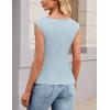MEROKEETY Tops for Women Dressy Casual 2026 Summer Tie Front Boat Neck Cap Sleeve Business Work Blouses Shirts(Blue)