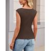 MEROKEETY Tops for Women Dressy Casual 2026 Summer Tie Front Boat Neck Cap Sleeve Business Work Blouses Shirts(Coffee)