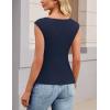 MEROKEETY Tops for Women Dressy Casual 2026 Summer Tie Front Boat Neck Cap Sleeve Business Work Blouses Shirts(Navy)
