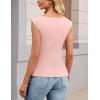 MEROKEETY Tops for Women Dressy Casual 2026 Summer Tie Front Boat Neck Cap Sleeve Business Work Blouses Shirts(Pink)