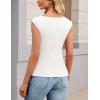 MEROKEETY Tops for Women Dressy Casual 2026 Summer Tie Front Boat Neck Cap Sleeve Business Work Blouses Shirts(White)