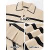 MEROKEETY Women’s 2024 Fall Oversized Striped Sweater Collared V Neck Long Sleeve Trendy Knit Pullover Tops(Apricot)