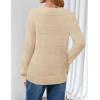 MEROKEETY Women’s 2025 Fall Long Sleeve Sweaters Tops Casual Crochet V Neck Loose Pullover Knit Shirts(Apricot)