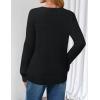 MEROKEETY Women’s 2025 Fall Long Sleeve Sweaters Tops Casual Crochet V Neck Loose Pullover Knit Shirts(Black)