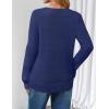 MEROKEETY Women’s 2025 Fall Long Sleeve Sweaters Tops Casual Crochet V Neck Loose Pullover Knit Shirts(Navy)
