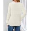 MEROKEETY Women’s 2025 Fall Long Sleeve Sweaters Tops Casual Crochet V Neck Loose Pullover Knit Shirts(White)