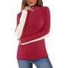 MEROKEETY Women’s 2025 Fall Mock Neck Lightweight Pullover Sweater Fitted Ribbed Long Sleeve Color Block Knit Tee Shirt Tops(Red)