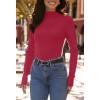 MEROKEETY Women’s 2025 Fall Mock Neck Lightweight Pullover Sweater Fitted Ribbed Long Sleeve Color Block Knit Tee Shirt Tops(Red)