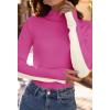 MEROKEETY Women’s 2025 Fall Mock Neck Lightweight Pullover Sweater Fitted Ribbed Long Sleeve Color Block Knit Tee Shirt Tops(Rose)