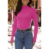 MEROKEETY Women’s 2025 Fall Mock Neck Lightweight Pullover Sweater Fitted Ribbed Long Sleeve Color Block Knit Tee Shirt Tops(Rose)