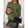 MEROKEETY Women’s 2025 Fall Oversized Sweaters Chunky Long Lantern Sleeve Buttoned Mock Neck Winter Knit Loose Pullover Tops(Armygreen)