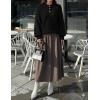 MEROKEETY Women’s 2025 Fall Oversized Sweaters Chunky Long Lantern Sleeve Buttoned Mock Neck Winter Knit Loose Pullover Tops(Black)