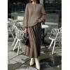 MEROKEETY Women’s 2025 Fall Oversized Sweaters Chunky Long Lantern Sleeve Buttoned Mock Neck Winter Knit Loose Pullover Tops(Camel)