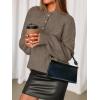 MEROKEETY Women’s 2025 Fall Oversized Sweaters Chunky Long Lantern Sleeve Buttoned Mock Neck Winter Knit Loose Pullover Tops(Camel)