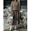 MEROKEETY Women’s 2025 Fall Oversized Sweaters Chunky Long Lantern Sleeve Buttoned Mock Neck Winter Knit Loose Pullover Tops(Camel)