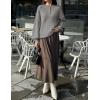 MEROKEETY Women’s 2025 Fall Oversized Sweaters Chunky Long Lantern Sleeve Buttoned Mock Neck Winter Knit Loose Pullover Tops(Grey)
