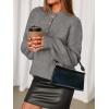 MEROKEETY Women’s 2025 Fall Oversized Sweaters Chunky Long Lantern Sleeve Buttoned Mock Neck Winter Knit Loose Pullover Tops(Grey)