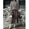 MEROKEETY Women’s 2025 Fall Oversized Sweaters Chunky Long Lantern Sleeve Buttoned Mock Neck Winter Knit Loose Pullover Tops(Grey)