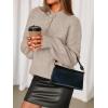 MEROKEETY Women’s 2025 Fall Oversized Sweaters Chunky Long Lantern Sleeve Buttoned Mock Neck Winter Knit Loose Pullover Tops(Lightkhaki)
