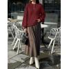 MEROKEETY Women’s 2025 Fall Oversized Sweaters Chunky Long Lantern Sleeve Buttoned Mock Neck Winter Knit Loose Pullover Tops(Wine)