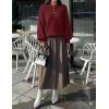 MEROKEETY Women’s 2025 Fall Oversized Sweaters Chunky Long Lantern Sleeve Buttoned Mock Neck Winter Knit Loose Pullover Tops(Wine)