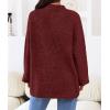 MEROKEETY Women’s 2025 Fall Oversized Sweaters Chunky Long Lantern Sleeve Buttoned Mock Neck Winter Knit Loose Pullover Tops(Wine)