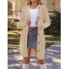 MEROKEETY Women’s 2025 Long Sleeve Cardigan Sweater Fall Winter Cable Knit Open Front Button Long Outerwear(Apricot)